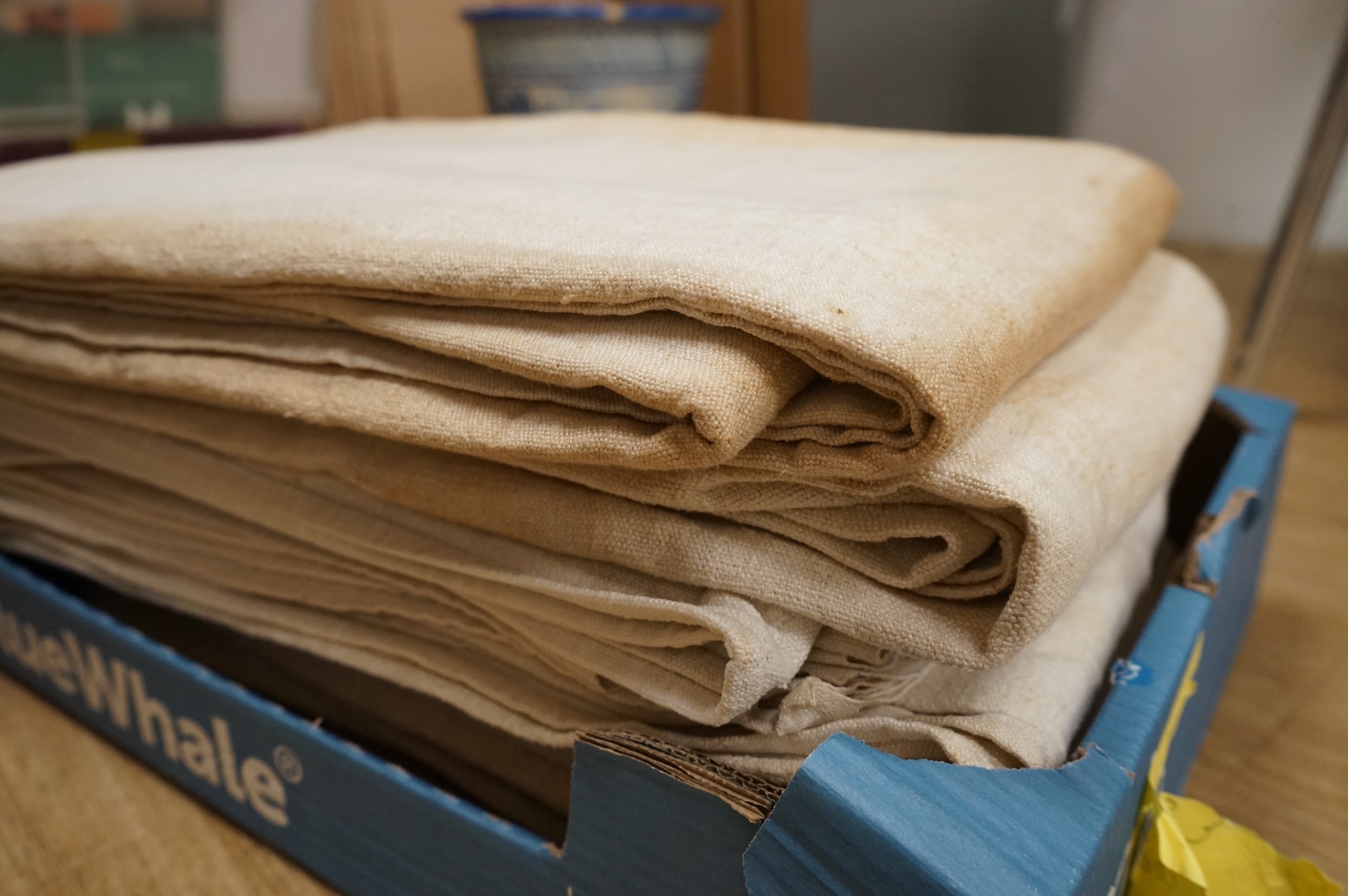 Six coarse French provincial linen sheets